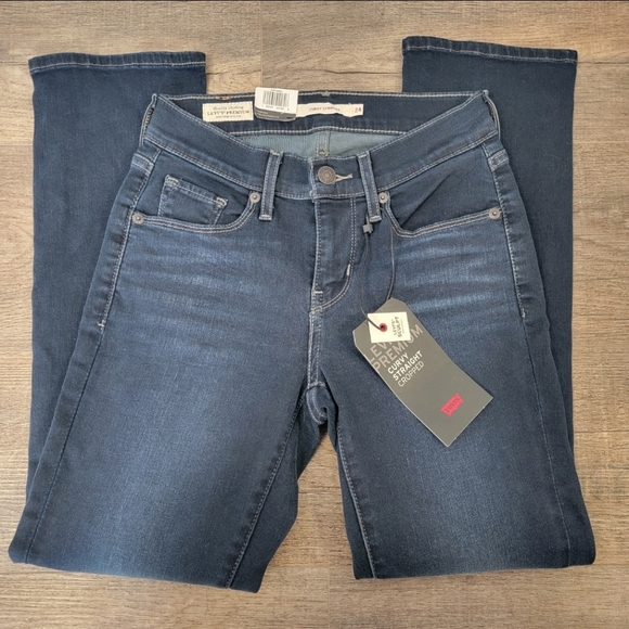 Levi's Curvy Straight Cropped Jeans Sculpt Soft Stretch NWT Waist Sz 24 Ret $99 - Picture 2 of 13